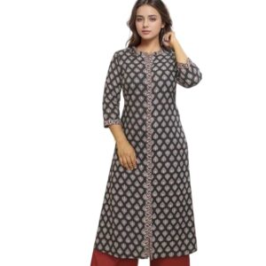 Women'S Cotton Kurti A-Line Black